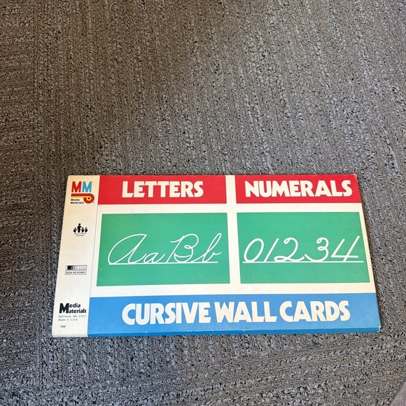 Milton Bradley Other - Vintage 1985 Media Materials Cursive Wall Cards Letters Numerals Complete Set